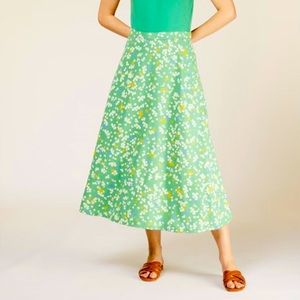 PEOPLE TREE green floral-print A-line midi skirt. UK size 10/US size 6